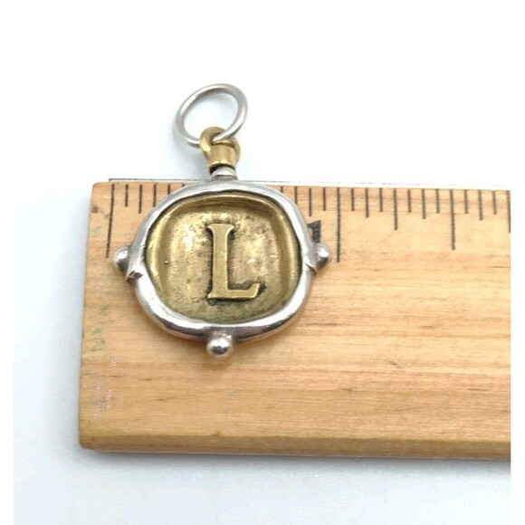 Waxing Poetic Sterling Silver Brass Voyager Insignia Charm "L" Monogram Initial - Picture 5 of 7